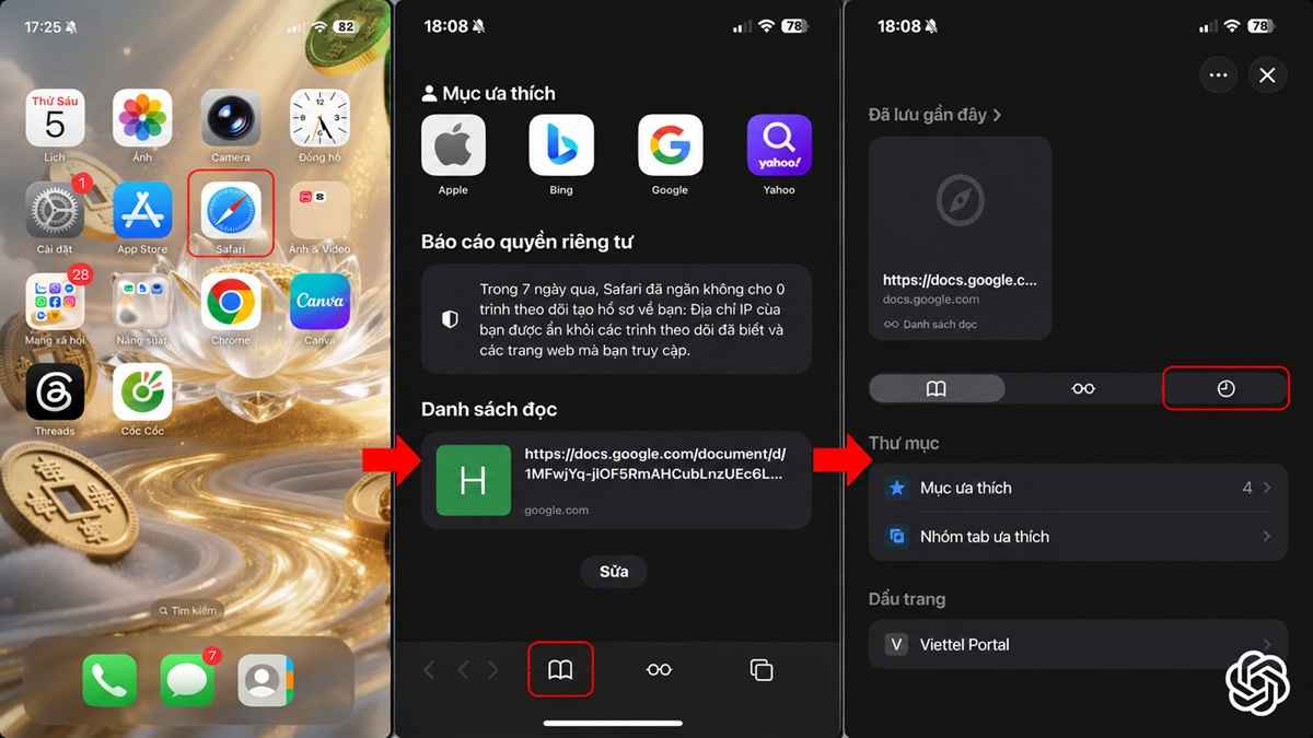 Cách xóa lịch sử duyệt web Safari trên iPhone bước 1