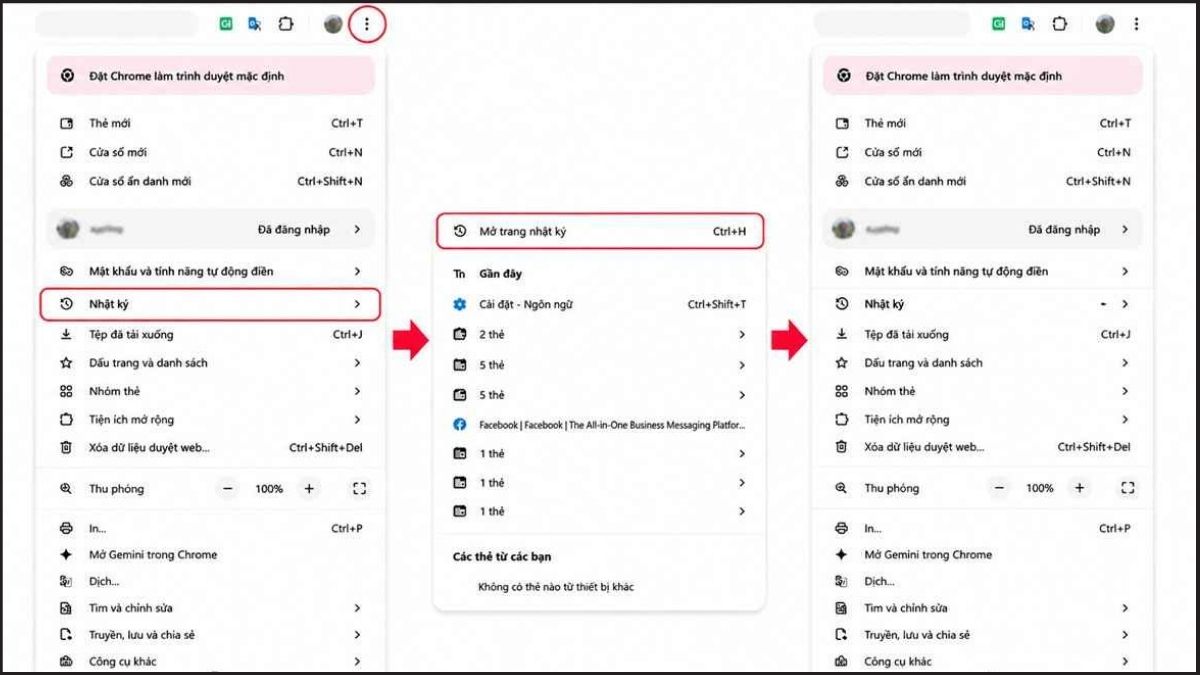 Xóa lịch sử duyệt web Google Chrome trên máy tính bước 1
