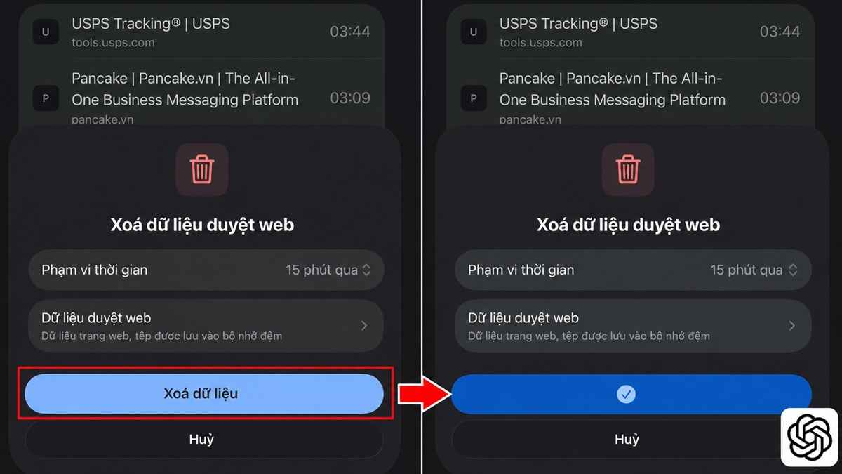 Cách Xóa lịch sử duyệt web Google Chrome trên điện thoại bước 4