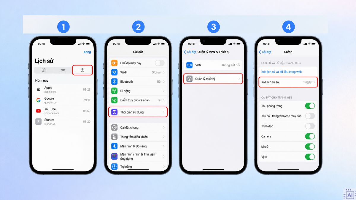 Sửa lỗi nút xóa lịch sử Safari bị ẩn trên iOS 26