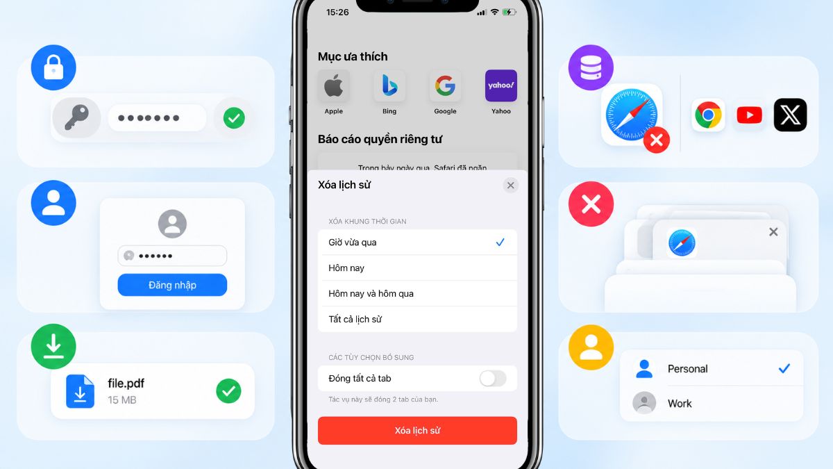 Lưu ý khi xóa lịch sử Safari trên iOS 26