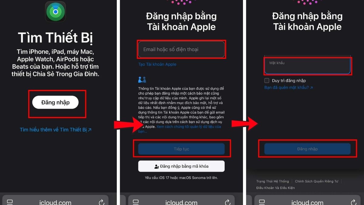 Cách xóa mật khẩu iPhone bằng iCloud bước 1