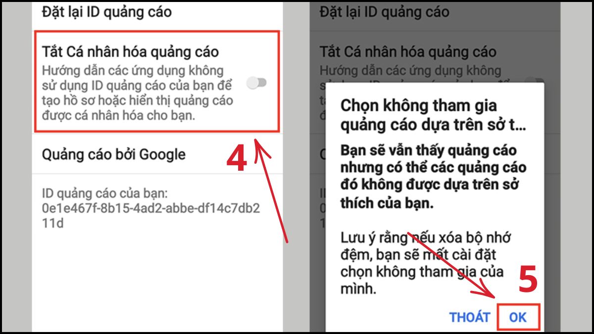 Xóa hoặc đặt lại mã quảng cáo trên Android bước 3