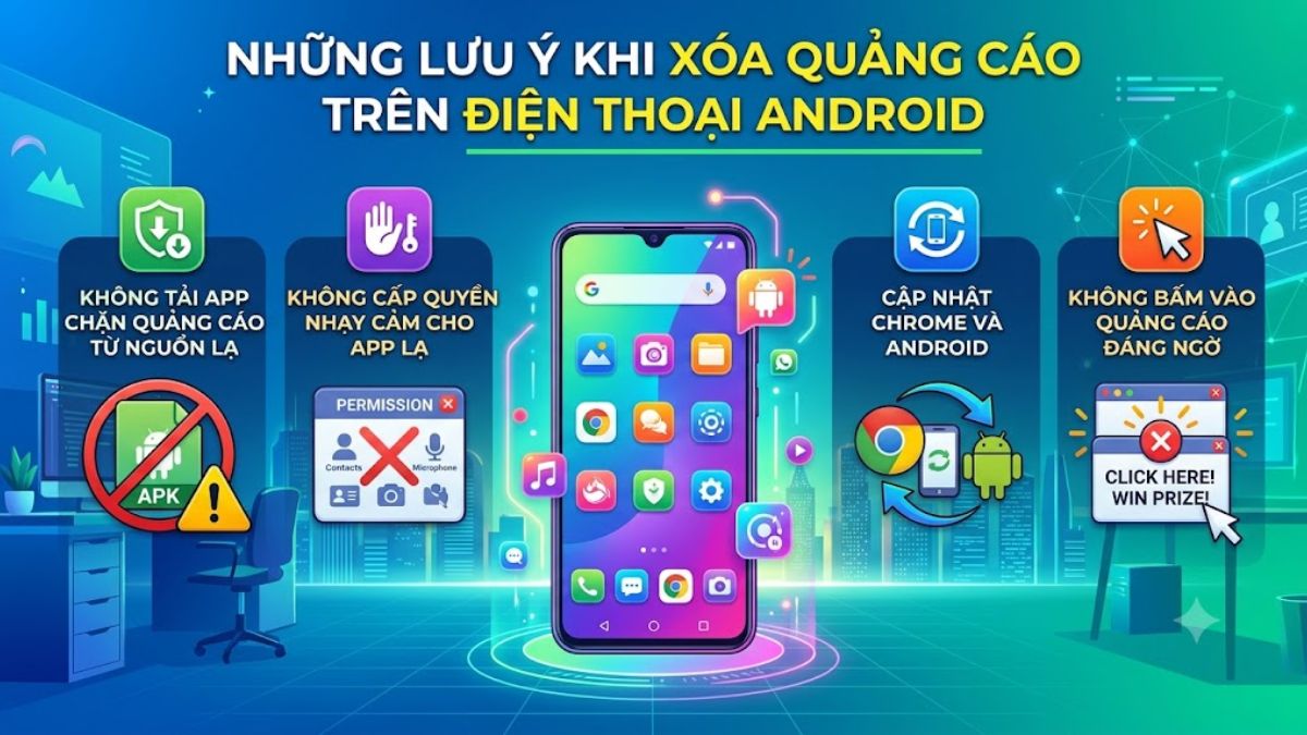 Những lưu ý khi xóa quảng cáo trên điện thoại Android