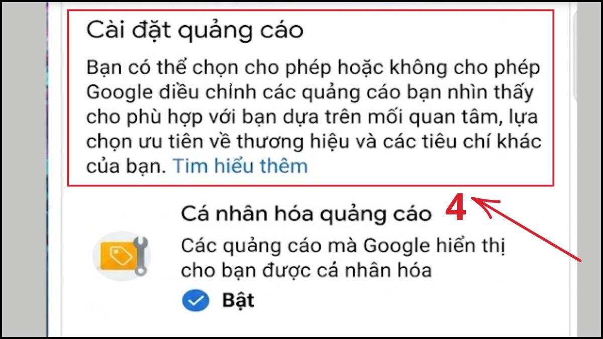 Chặn quảng cáo cá nhân hóa của Google bước 3