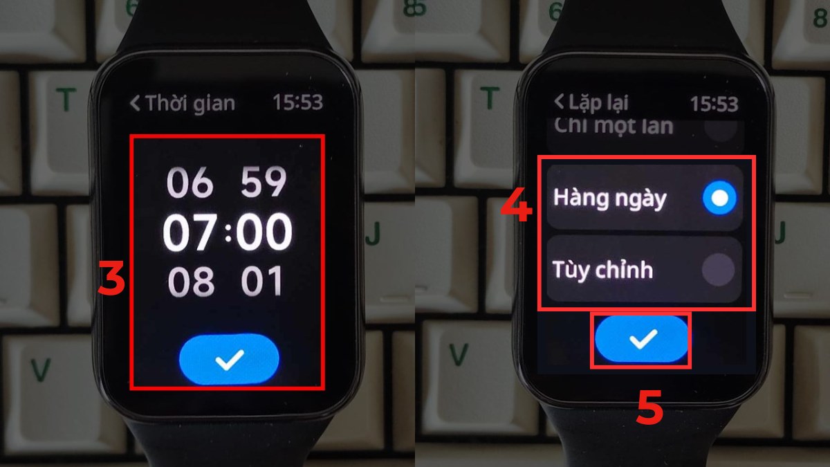 Cài đặt báo thức trên đồng hồ thông minh Android Watch bước 3
