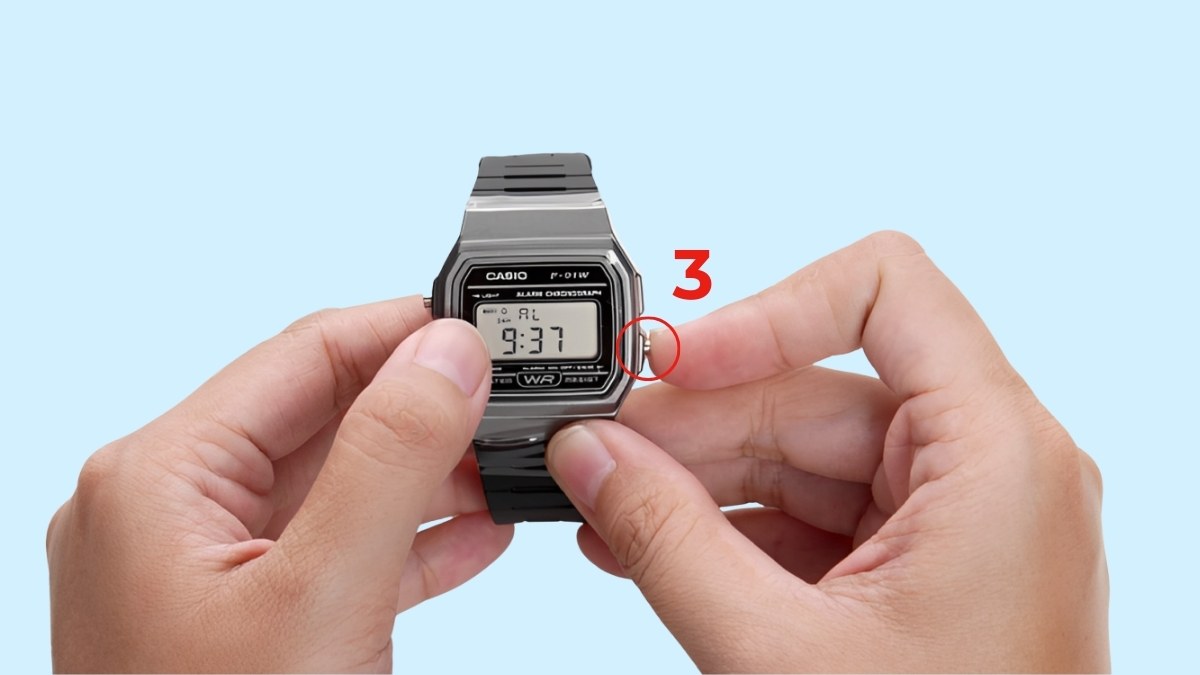 Cách cài đặt báo thức trên đồng hồ đeo tay điện tử 3 nút bước 3