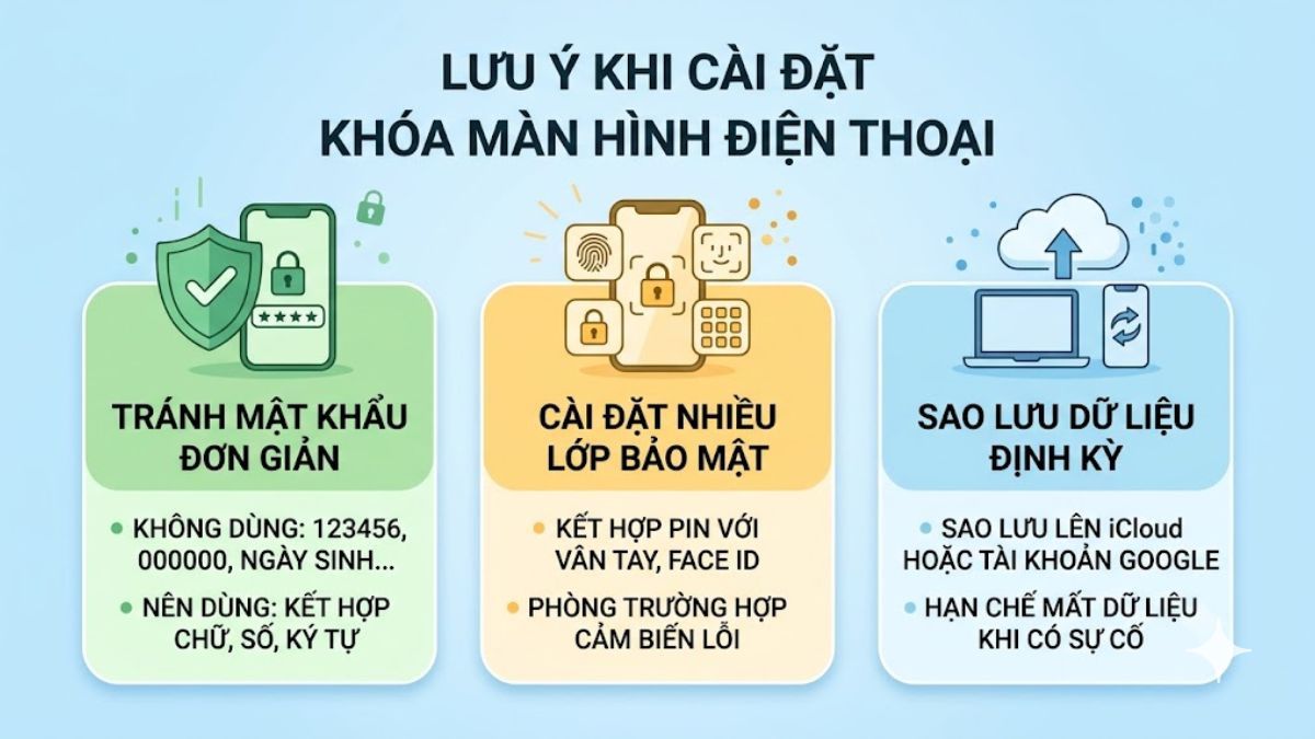 Lưu ý khi cài đặt khóa màn hình điện thoại