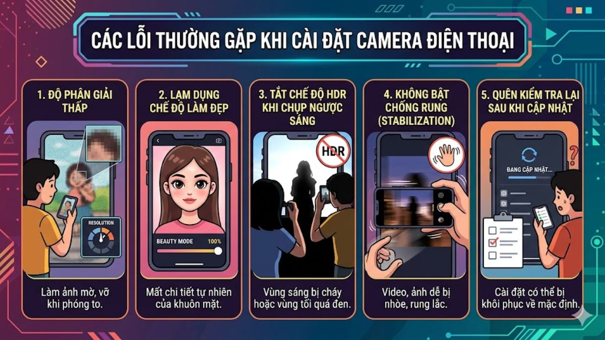 Những lỗi thường gặp khi cài đặt máy ảnh trên điện thoại