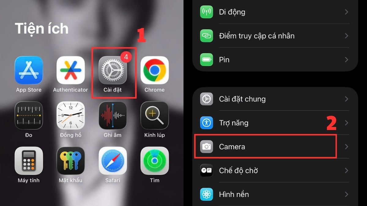  Cách cài đặt máy ảnh trên iPhone chụp đẹp bước 1
