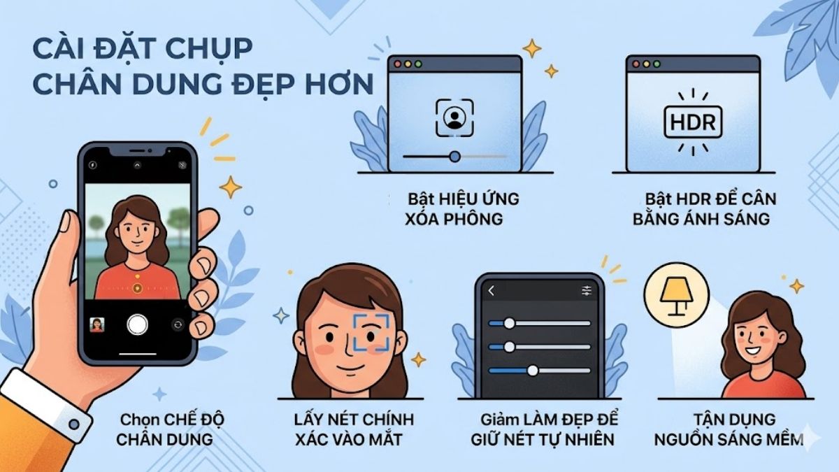 Cách Cài đặt để chụp chân dung đẹp hơn