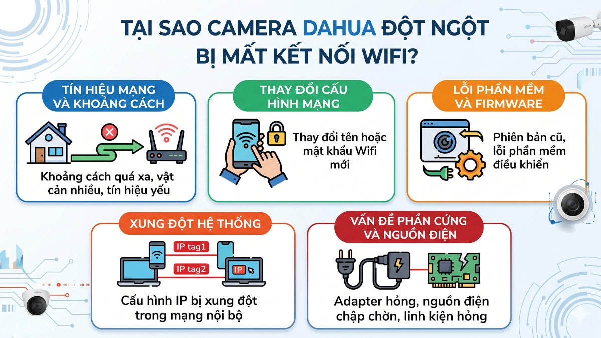 Tại sao camera Dahua đột ngột bị mất kết nối Wifi