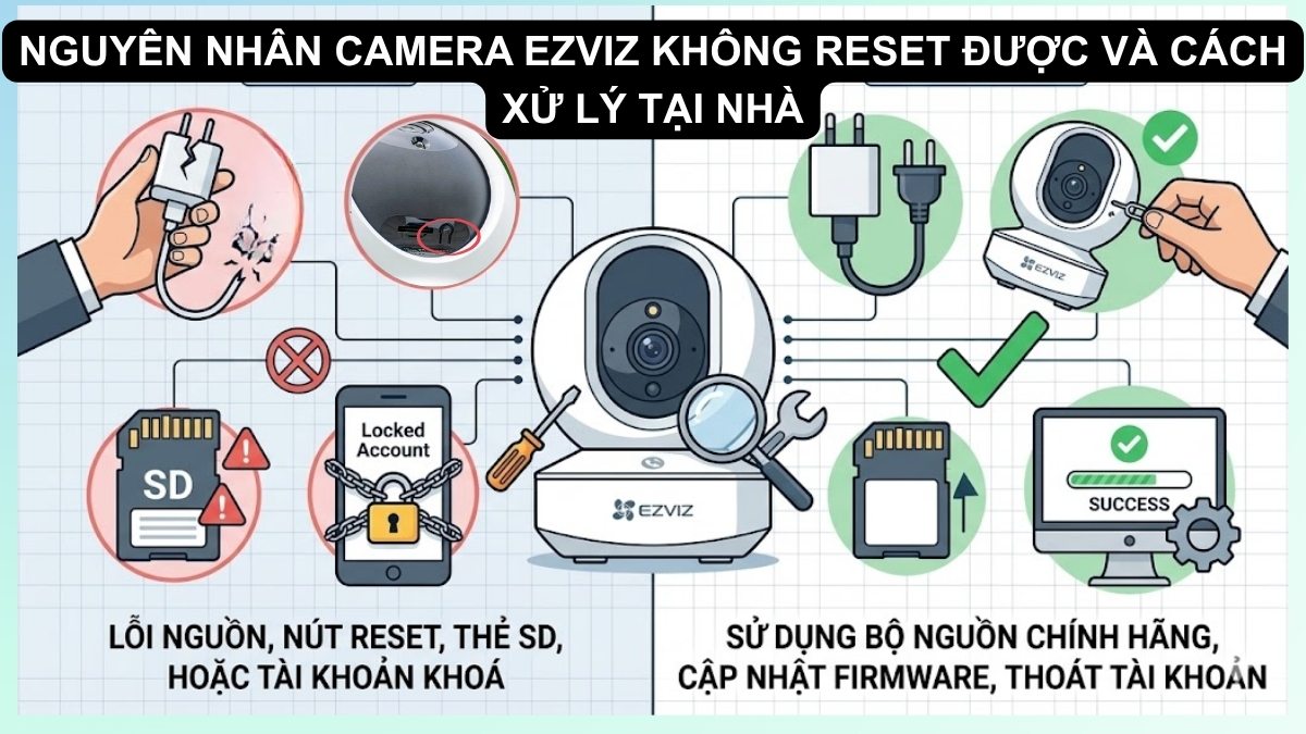 Nguyên nhân Camera EZVIZ không reset được và cách xử lý tại nhà
