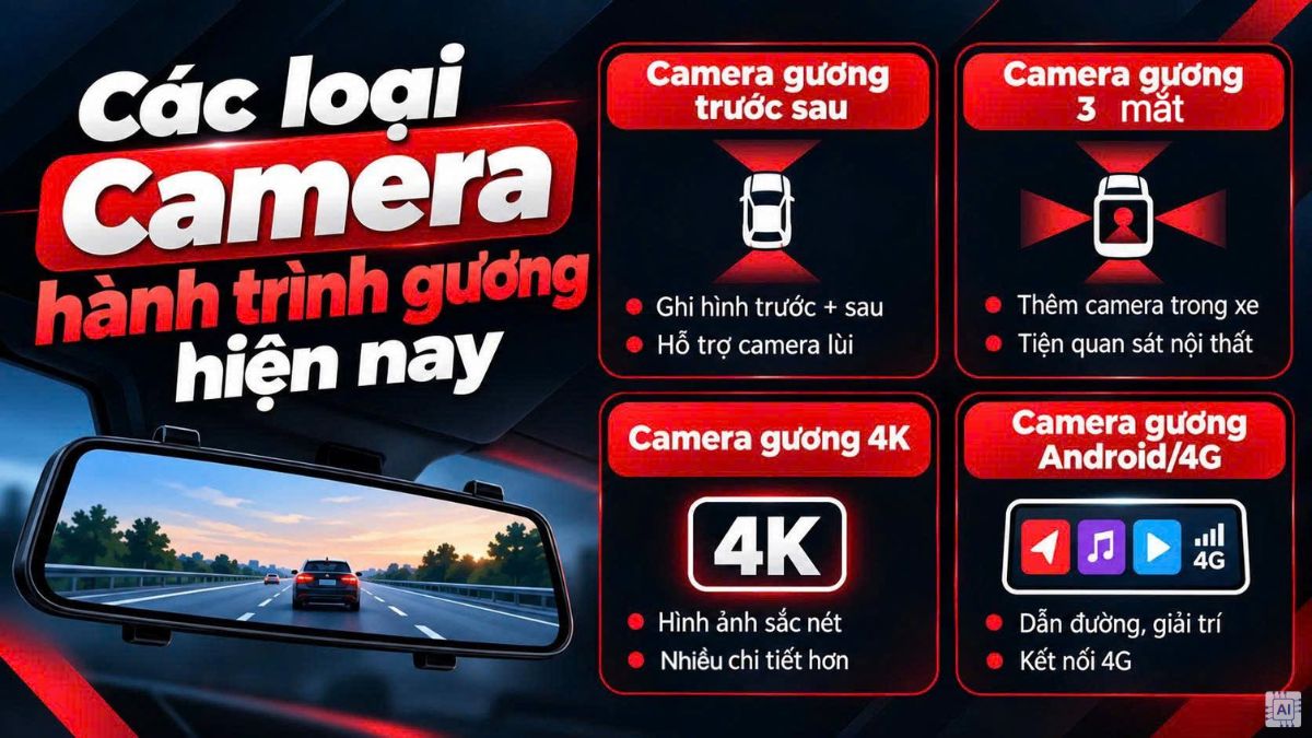Các loại camera hành trình gương hiện nay