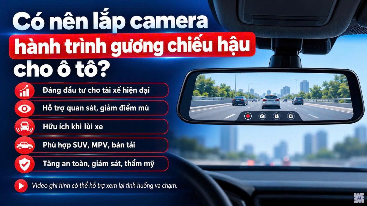 Có nên lắp camera hành trình gương chiếu hậu cho ô tô