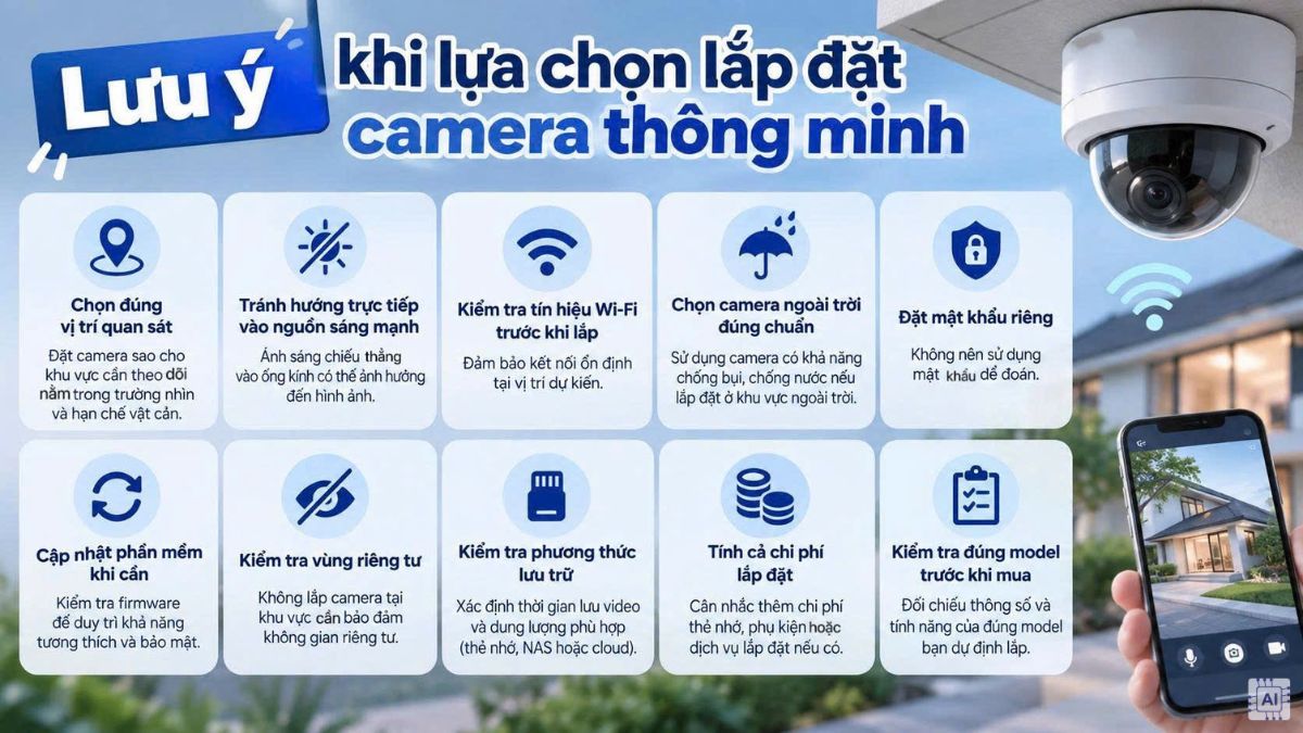 Lưu ý khi lựa chọn lắp đặt camera thông minh