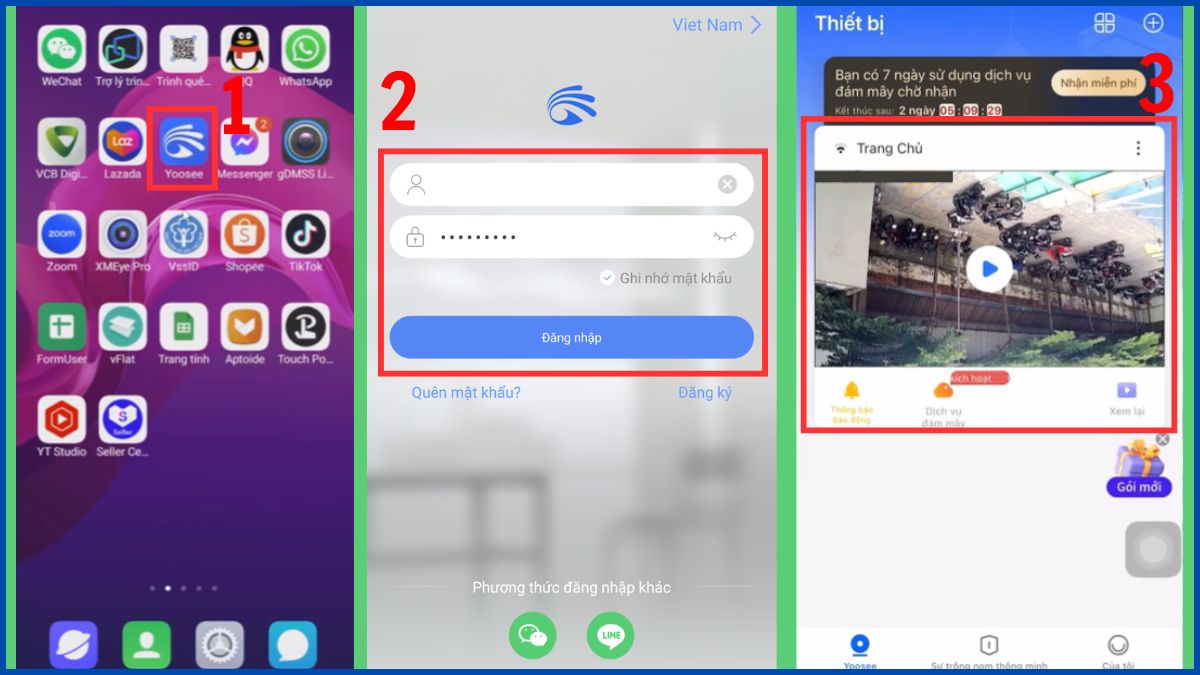 Cách chỉnh camera Yoosee bị ngược hình trên điện thoại bước 1
