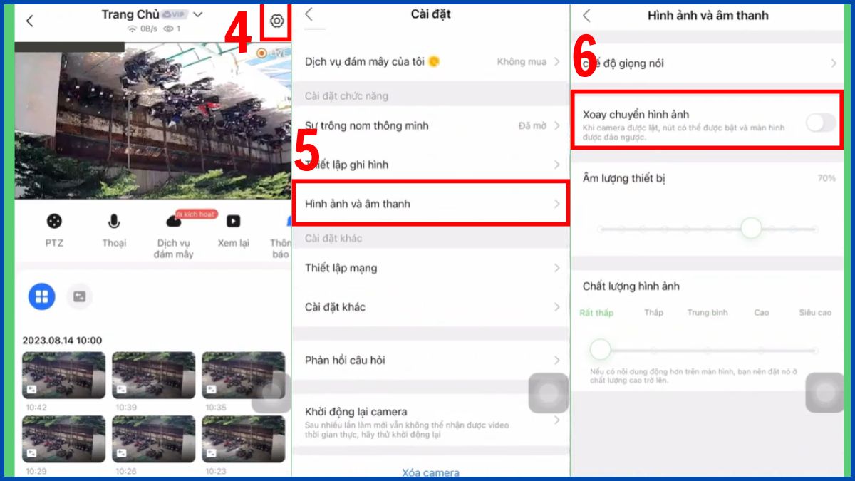 Cách chỉnh camera Yoosee bị ngược hình trên điện thoại bước 2