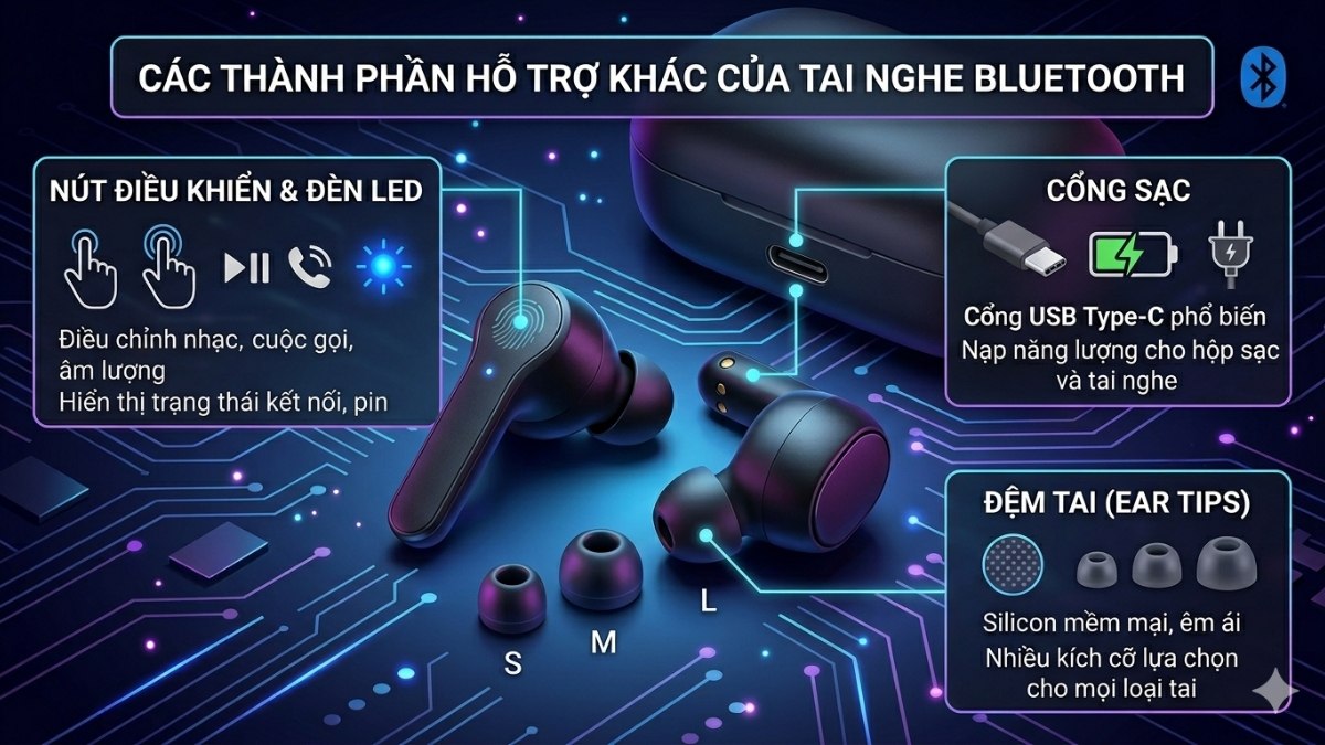 Các thành phần hỗ trợ khác tai nghe Bluetooth