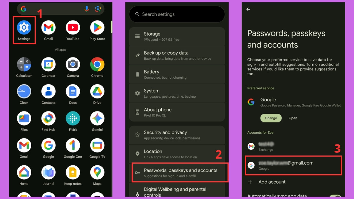 Đăng nhập lại tài khoản Google trên máy bước 1