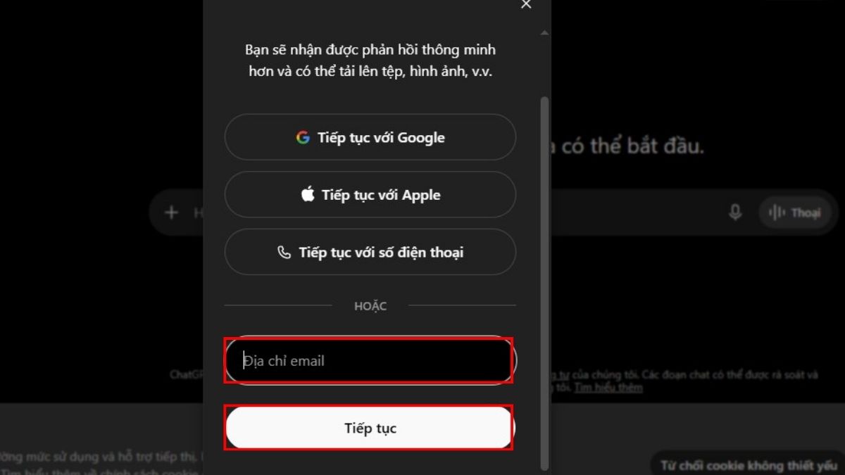 Các bước tạo tài khoản Chat GPT mới bước 2