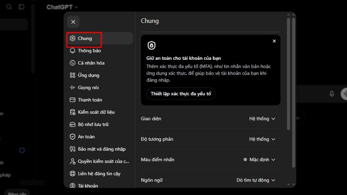 Cách cài đặt Chat GPT tiếng Việt cho giao diện bước 3