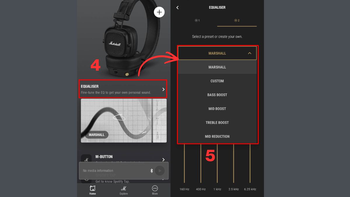 Cách chỉnh qua App Marshall Bluetooth bước 3