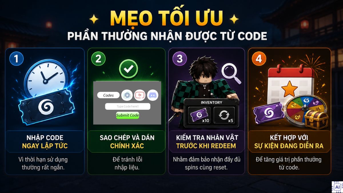 Mẹo tối ưu phần thưởng nhận được từ code Project Slayers