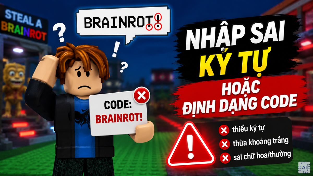 Nhập sai ký tự hoặc định dạng code Steal A Brainrot