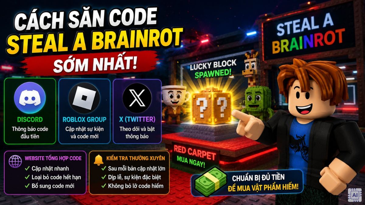 Cách săn code Steal A Brainrot sớm nhất