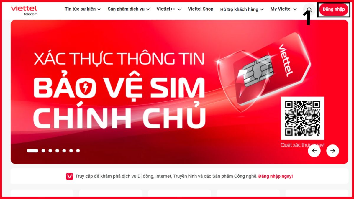 Cách đăng ký 4G Viettel 1 tháng Qua website Viettel.vn bước 1