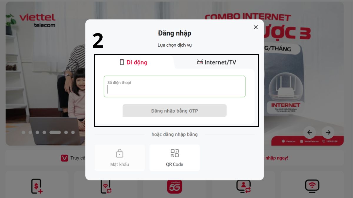 Cách đăng ký 4G Viettel 1 tháng Qua website Viettel.vn bước 2