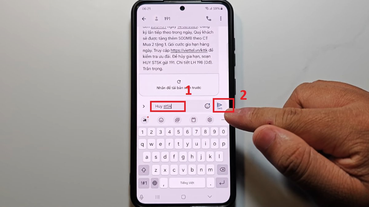 Cách hủy gói đăng ký 5g viettel 1 ngày bước 1