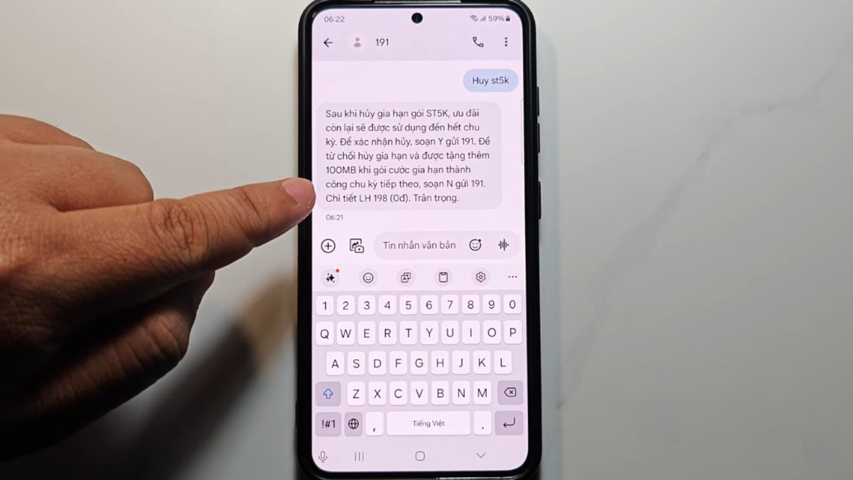 Cách hủy gói đăng ký 5g viettel 1 ngày bước 2