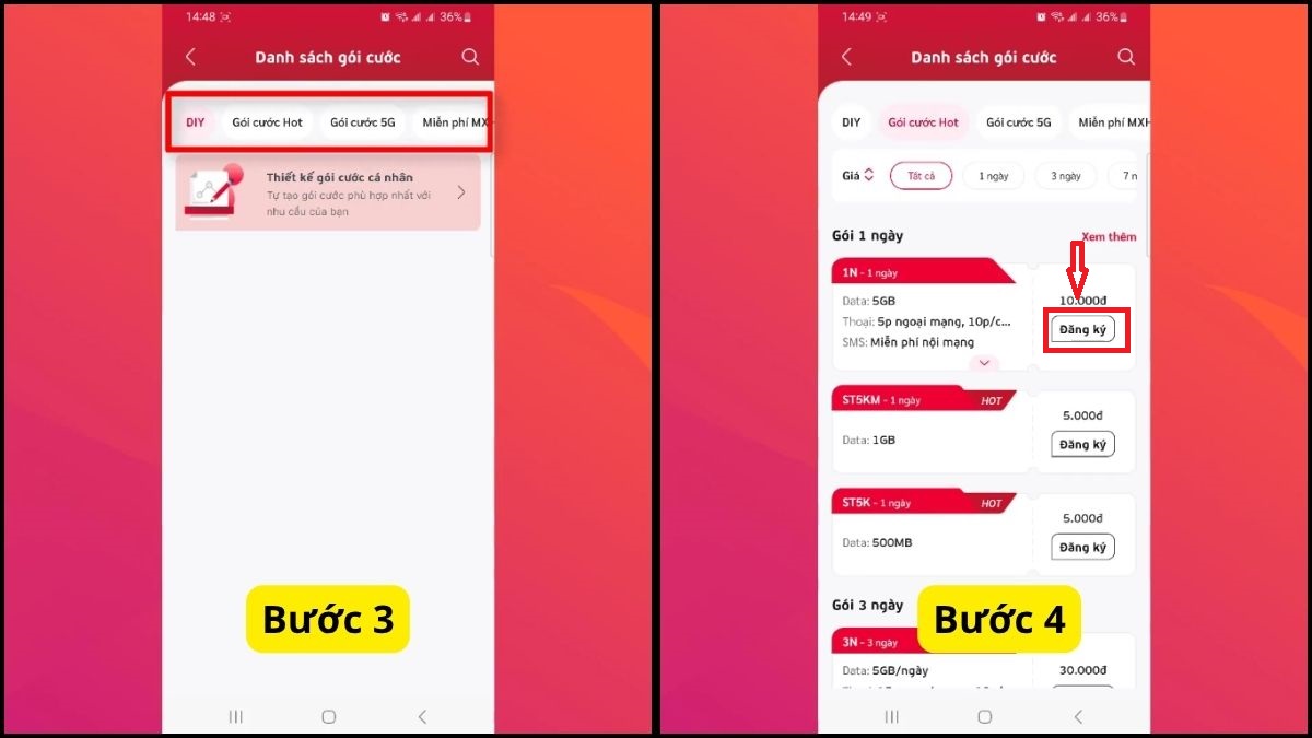 Cách đăng ký 5G Viettel 1 ngày qua My Viettel bước 2