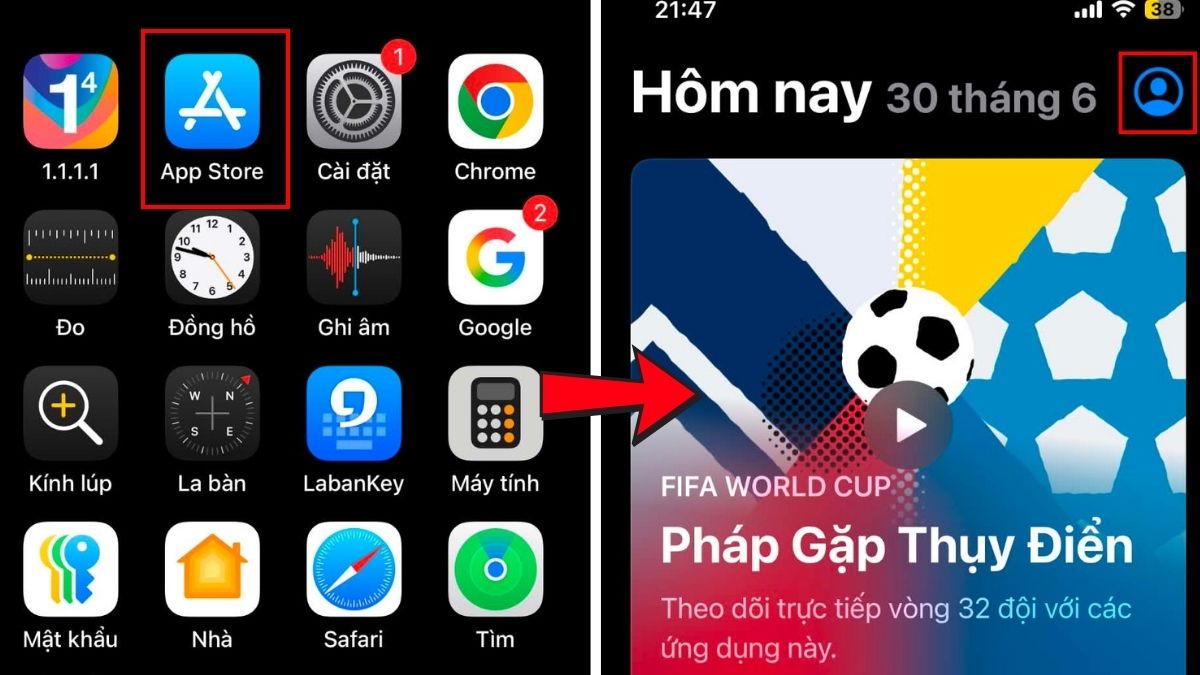 Cách đăng nhập iCloud vào App Store bước 1
