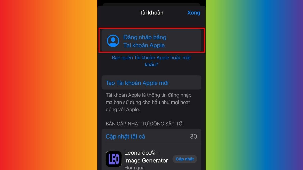 Cách đăng nhập iCloud vào App Store bước 2