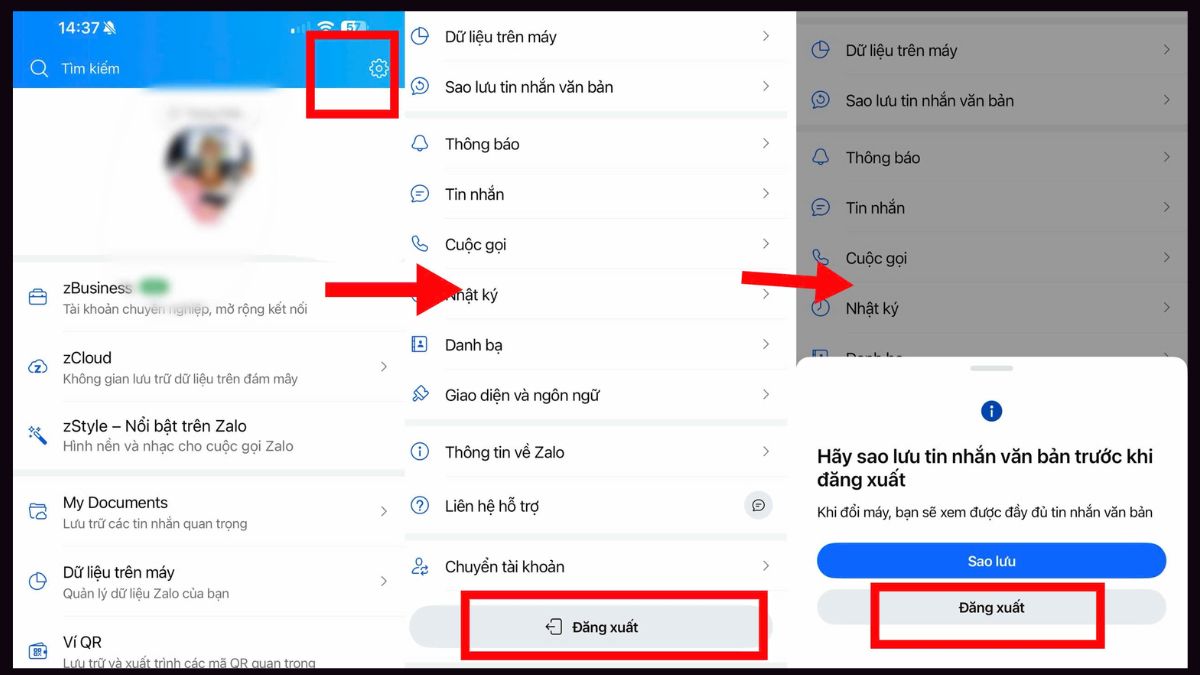 Cách đăng xuất Zalo không bị mất tin nhắn bước 5