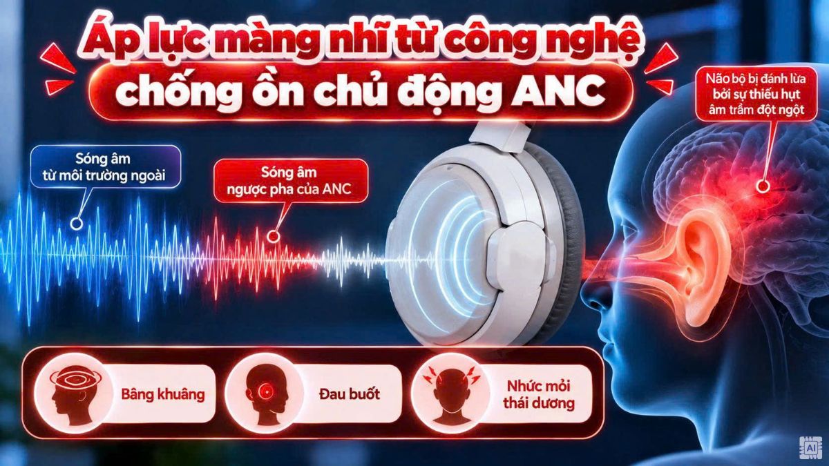 Áp lực màng nhĩ từ công nghệ chống ồn chủ động ANC