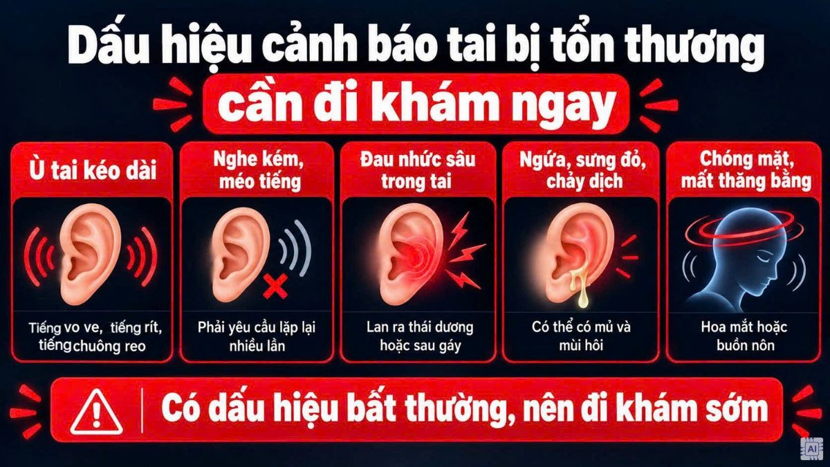 Dấu hiệu cảnh báo tai bị tổn thương cần đi khám ngay