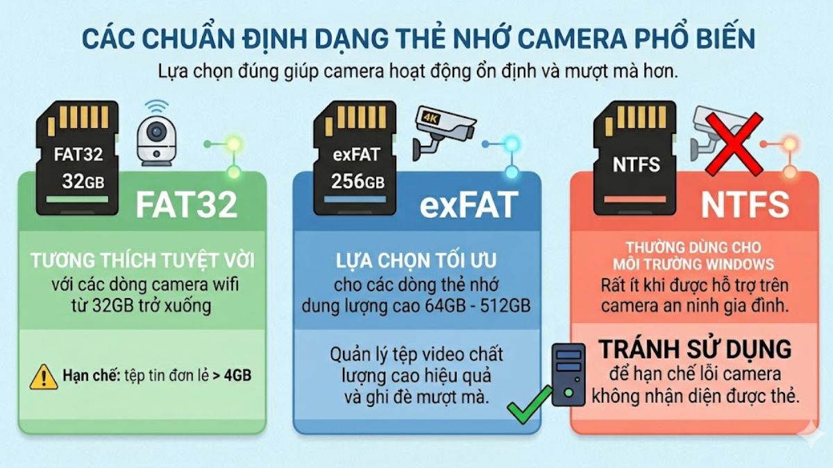 Các chuẩn định dạng thẻ nhớ camera phổ biến