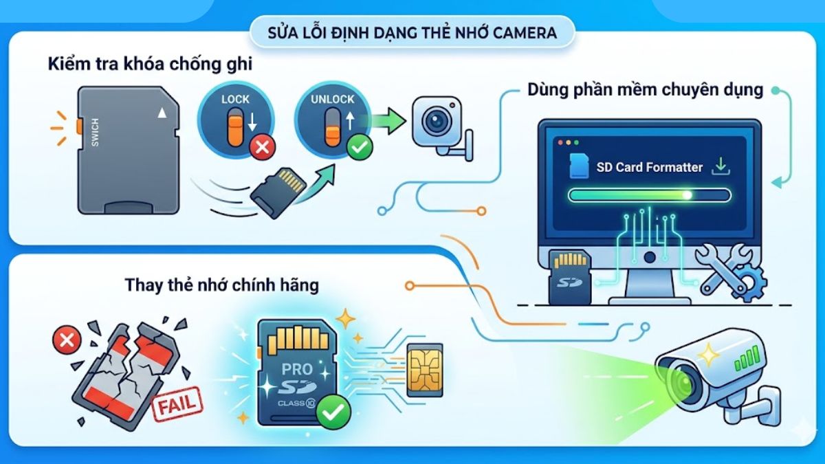 Camera báo lỗi định dạng thẻ nhớ phải làm sao