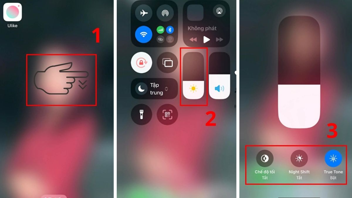 Hướng dẫn cách chỉnh độ sáng màn hình iPhone 14 Pro Max qua Trung tâm điều khiển