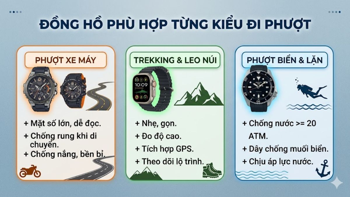 Chọn đồng hồ phù hợp với từng kiểu đi phượt
