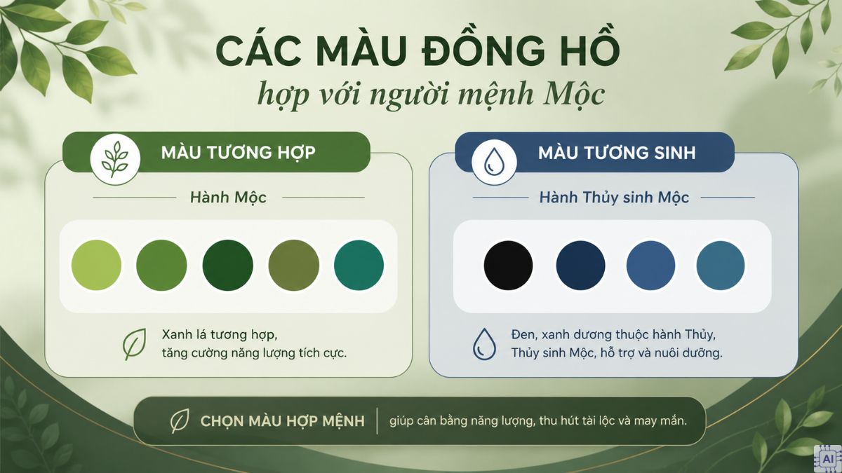 Các màu đồng hồ hợp với người mệnh Mộc