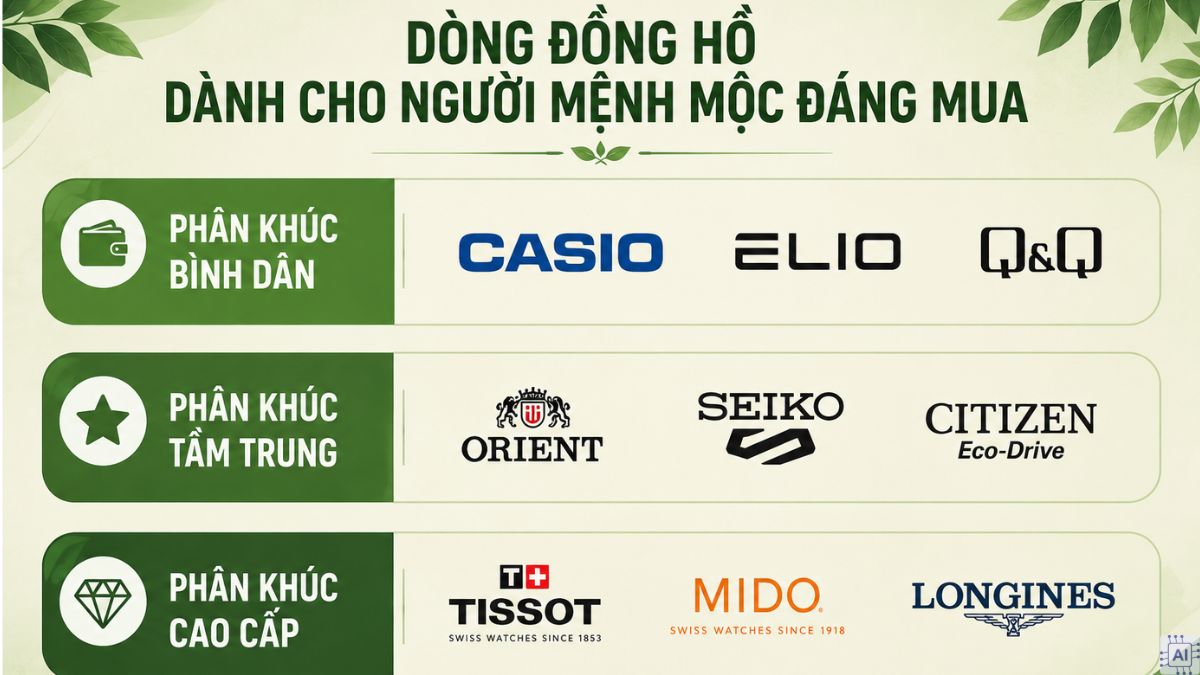 Dòng đồng hồ dành cho người mệnh Mộc đáng mua