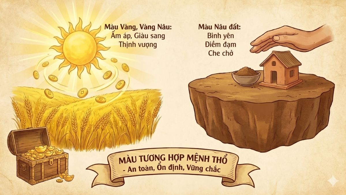 Màu tương hợp với mệnh Thổ