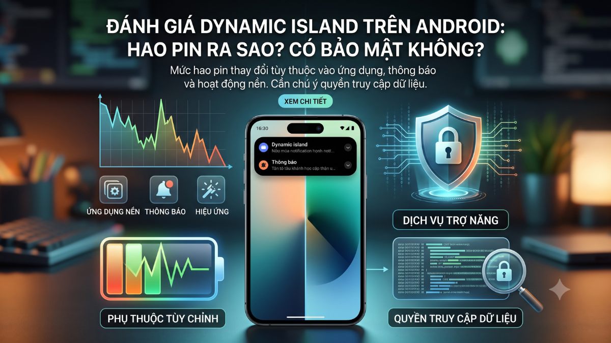 Đánh giá độ hao pin và bảo mật khi dùng Dynamic Island