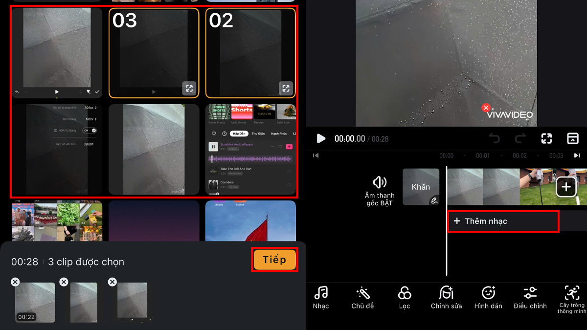 Cách ghép nhạc vào video bằng VivaVideo bước 2