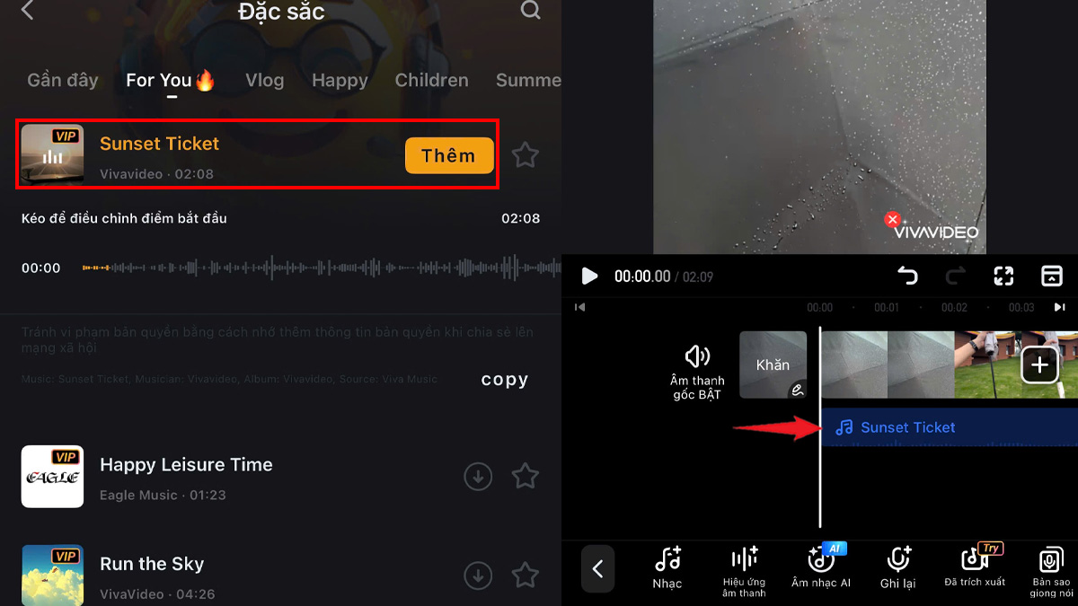 Cách ghép nhạc vào video bằng VivaVideo bước 3